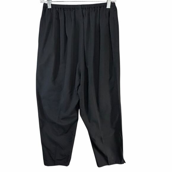 Shamask Pants Women 16 Black Viscose Cotton Pull On Ankle Split Hem Minimalist - Picture 3 of 12